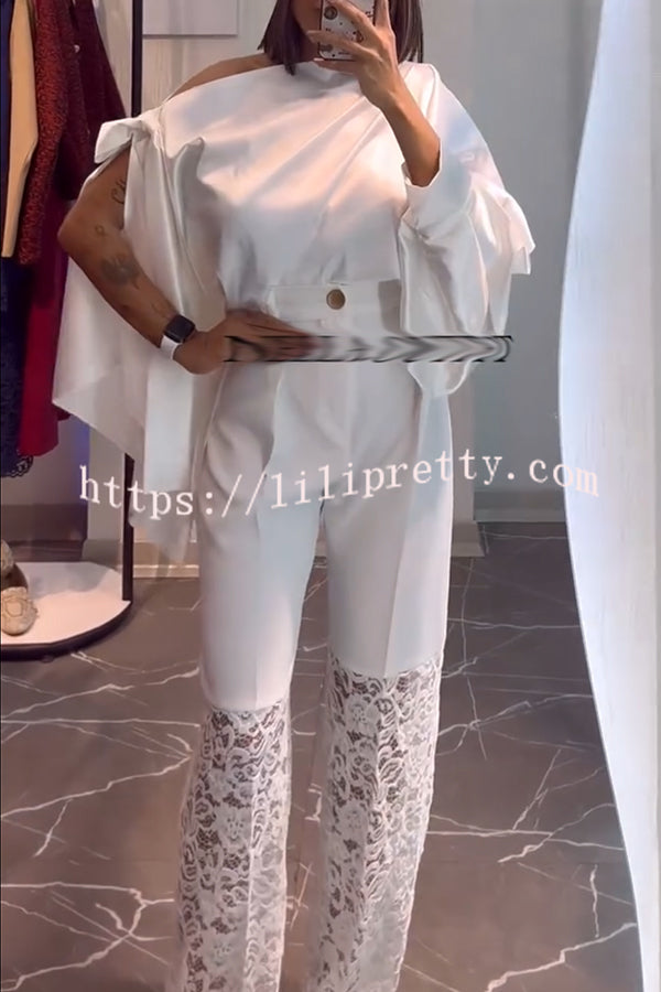 Chic Moment Floral Lace Patchwork High Rise Wide Leg Pants