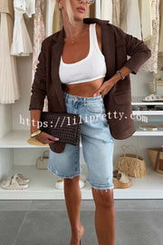Fashion Denim Pocket Frayed Bermuda Shorts