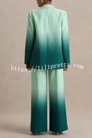 Enya Ombre Print Elastic Waist Pocketed Wide Leg Pants