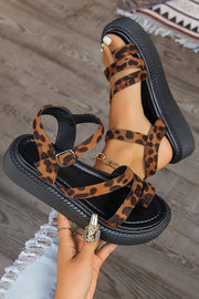 Fashion Leopard Print Clip-toe Casual Buckle Flat Roman Shoes