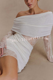Fashion Lace Panel Long Sleeve Slim Fit Knit Mini Dress