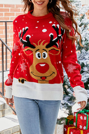 Lilipretty Christmas Print Crew Neck Long Sleeve Sweater