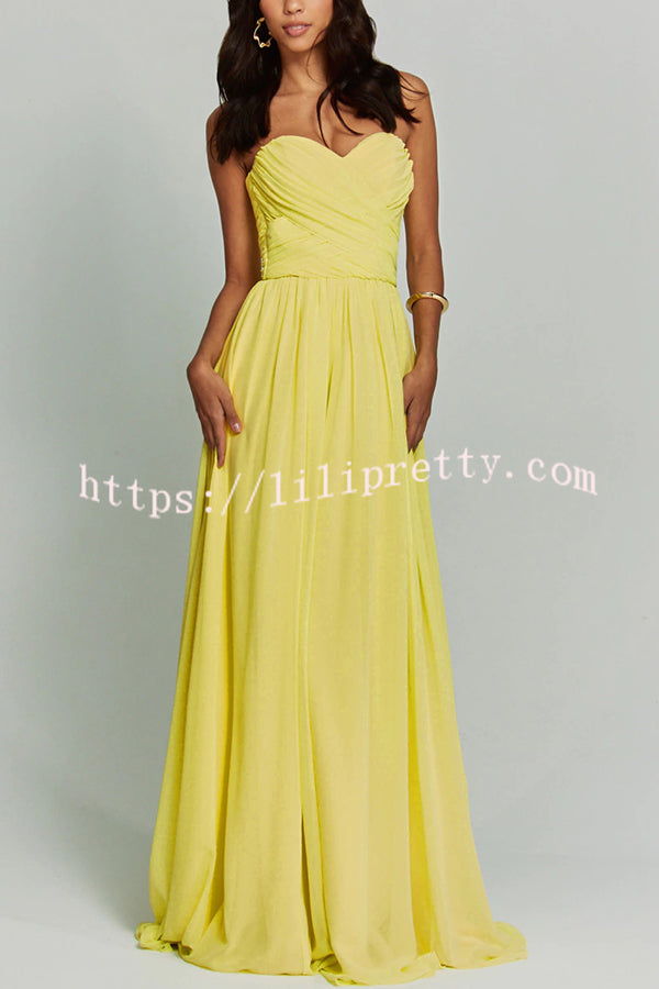 Romantic Party Chiffon Off Shoulder Sweetheart Neck Ruched Cape Maxi Dress