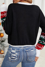 LIlipretty Christmas Print Crew Neck Long Sleeve Sweater
