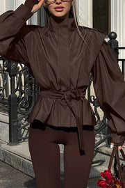 Stylish Long-sleeved Belted Casual Loose Jacket