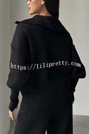 Solid Color Long-sleeved Zip-up Sweatshirt and Elastic Waist Loose Pocket Pants Set