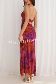 Fashion Tie-dye Backless Suspender Holiday Maxi Dress