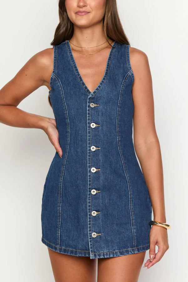sleeveless v neck tie waist shirt dress Nadia Tie Waist Sleeveless Shirt Dress