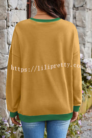 Fashionable Contrasting Color Loose Long-sleeved Casual Sweatshirt