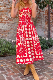 Vivid Dreams Unique Ethnic Print Slip Midi Dress
