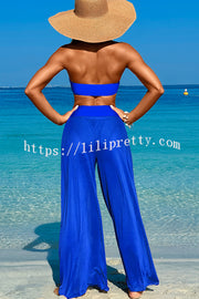 Solid Color Loose Metal Buckle Beach Pants