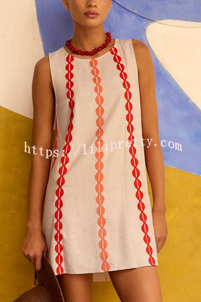 Unique Printed Round Neck Sleeveless Casual Loose Mini Dress