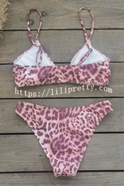 Leopard Print Sexy Stretch Two-piece Bikini Swimsuit