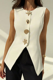 British Elegant Conch and Starfish Decorated Sleeveless Versatile Vest