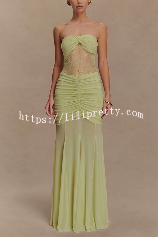 Fashion Lace Splicing Sexy Sleeveless Off-shoulder Slim Maxi Dress