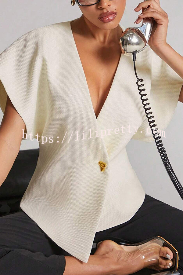 Fashion Button V-neck Asymmetrical Suit Vest
