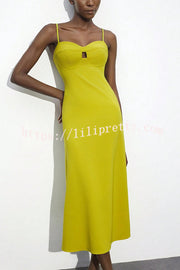Sexy Hollow Strap Backless Slim Midi Dress