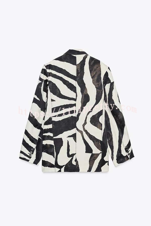Breath of Freedom Animal Print Button Up Long Sleeve Lapel Loose Blazer