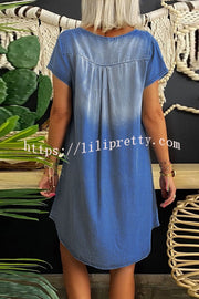 Lilipretty Loose Casual Short Sleeve Denim Mini Dress