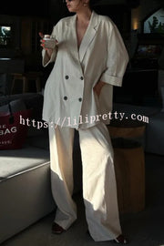 Fashionable Pleated Elastic Waist Tie Casual Pocket Wide-leg Pants