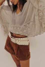 Fashionable Patchwork Lace Batwing Sleeve Loose Beach Cover Up