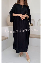 Lilipretty® Dignified and Elegant Unique Print Wide Half Sleeve Loose Robe Maxi Dress