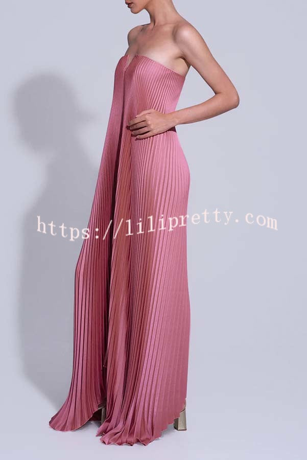 Darling Moment Satin Fabric Off Shoulder V-neck Asymmetric Hem A-line Maxi Dress
