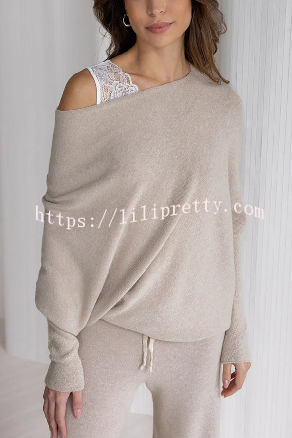 Solid Color Round Neck Long Sleeve Loose Knitted Sweater