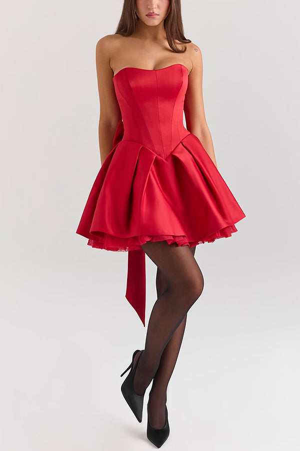Stylish Sleeveless Off-shoulder Elegant Large Bow Mini Dress