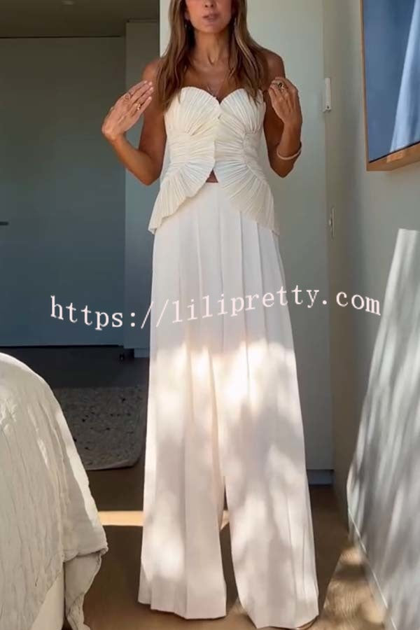 Show Exquisiteness Satin Pleated Heart-shaped Off Shoulder Halter Tank