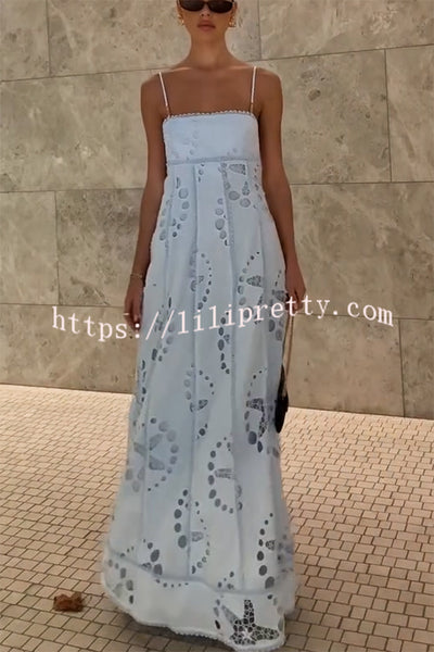 Simona Embroidered Starfish Pattern Backless Tie-up Slip Maxi Dress