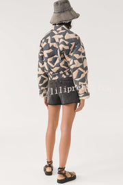 Chrissa Unique Printed Casual Long Sleeve Pocket Cotton Jacket