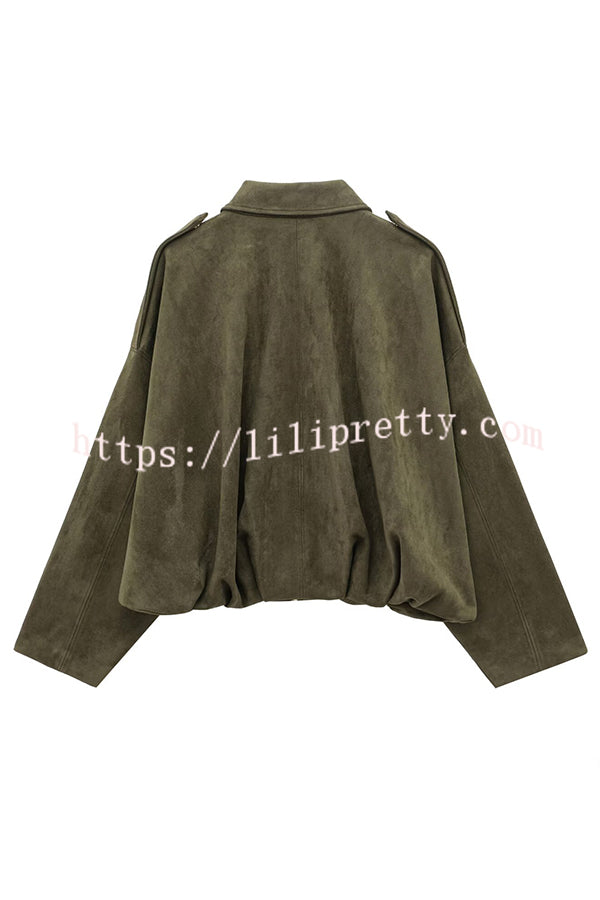Fashion Lapel Long-sleeved Casual Bomber Jacket