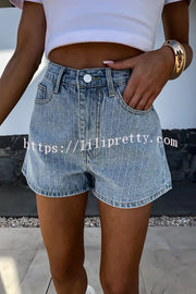 Fashion Rhinestone Loose Pocket Denim Shorts