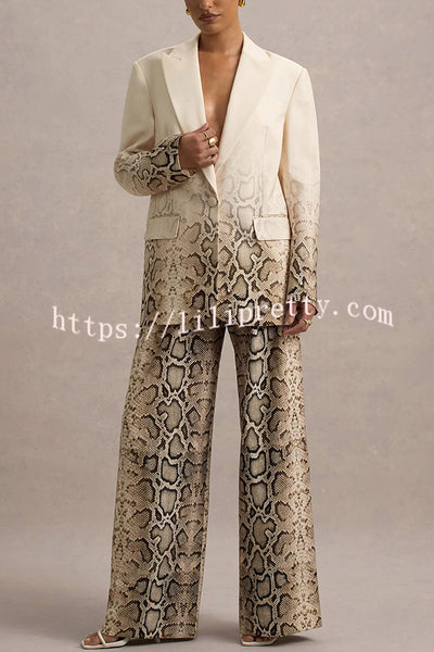 Hurley Ombre Snake Print Elastic Waist Pocketed Wide Leg Pants
