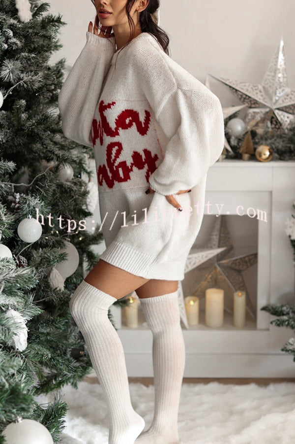 Santa Baby Loose-fitting Long-sleeved Mid-length Knit Sweater