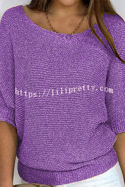 Lilipretty Crew Neck Knitted Half Sleeve Sweater