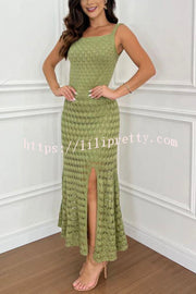 Lilipretty® Copacabana Beach Knit Texture Backless Slit Stretch Maxi Dress