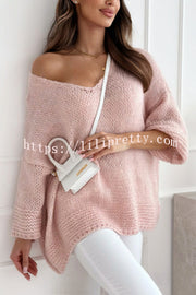Solid Color Loose V-neck Casual Knitted Sweater