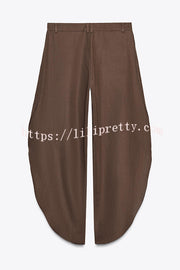 Fashion Slim-fit One-shoulder Stretch Bodysuit and Casual Side-slit Pants Set