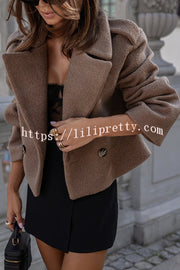 Fashionable British Lapel Long Sleeve Crop Jacket