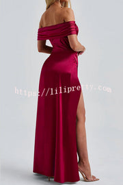 Sexy Off-shoulder Fitted High Slit Elegant Maxi Dress