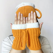 Lilipretty 3D Beer Mug Shape Knitted Half Finger Gloves