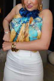 Ginkgo Leaf Printed Mid-Length Multifunctional Silk Scarf