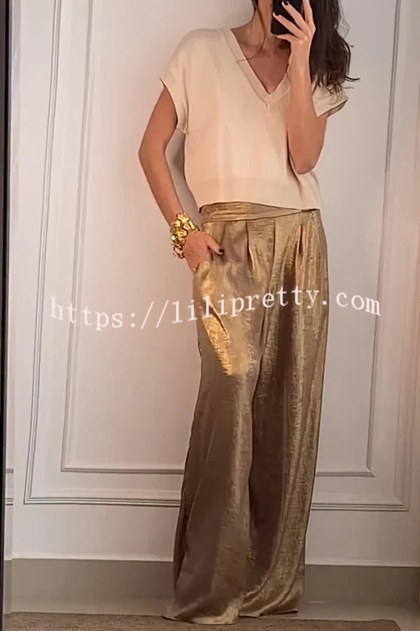 Fashionable Hot Stamping High Waist Casual Wide Leg Pants