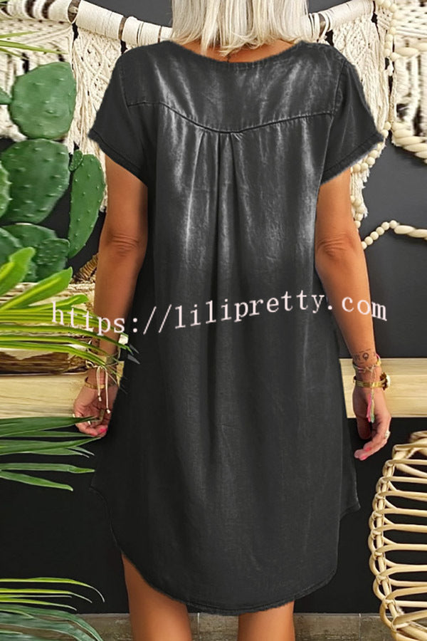 Loose Casual Short Sleeve Denim Mini Dress