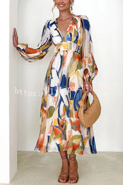 Lilipretty Eclipse Season Printed Long Sleeve Flowy Maxi Dress