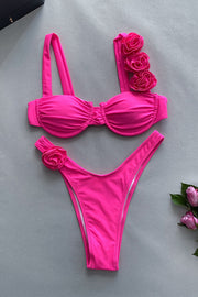 Three-dimensional Flower Sexy Stretch Two-piece Bikini Swimsuit