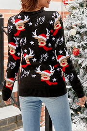 Lilipretty Christmas Print Crew Neck Long Sleeve Sweater