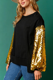 Christmas Sequin Patchwork Long-sleeved Loose Sweatshirt